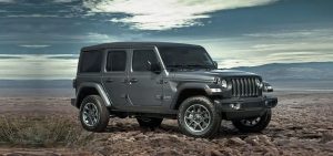 2021 Gray Jeep Wrangler in Front of Mountain