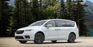 White 2021 Chrysler Pacifica in Front of Trees