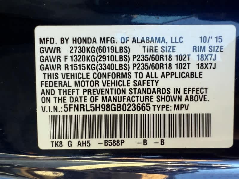 2016 Honda Odyssey Touring Elite