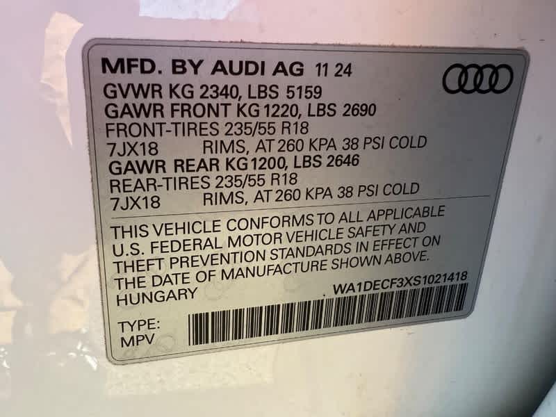 2025 Audi Q3 Premium 45 TFSI S line quattro Tiptronic