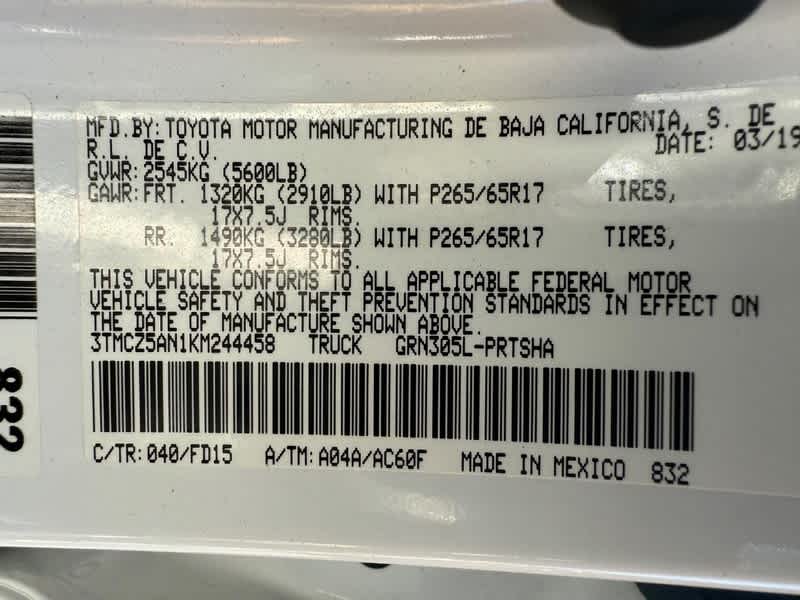 2019 Toyota Tacoma TRD Sport Double Cab 5 Bed V6 AT