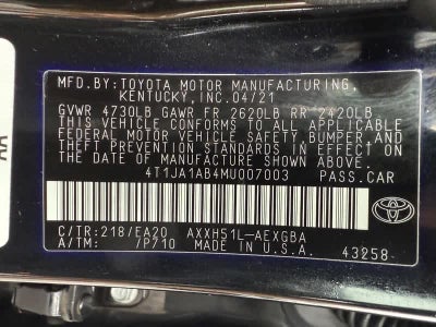 2021 Toyota Avalon Hybrid XLE FWD