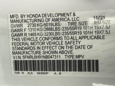 2022 Honda Odyssey Elite Auto