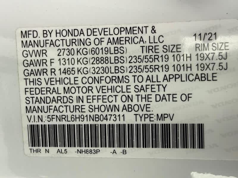 2022 Honda Odyssey Elite Auto