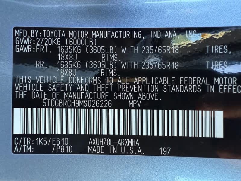 2021 Toyota Highlander Hybrid XLE AWD