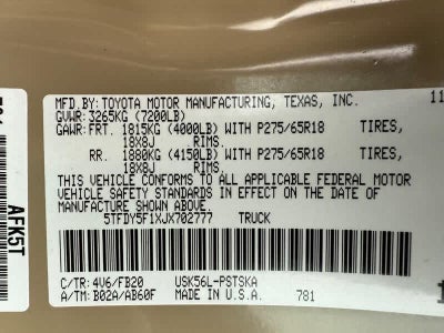 2018 Toyota Tundra SR5 CrewMax 5.5 Bed 5.7L