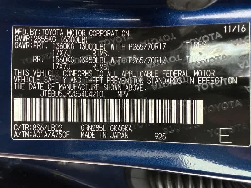 2016 Toyota 4Runner 4WD 4dr V6 SR5 Premium