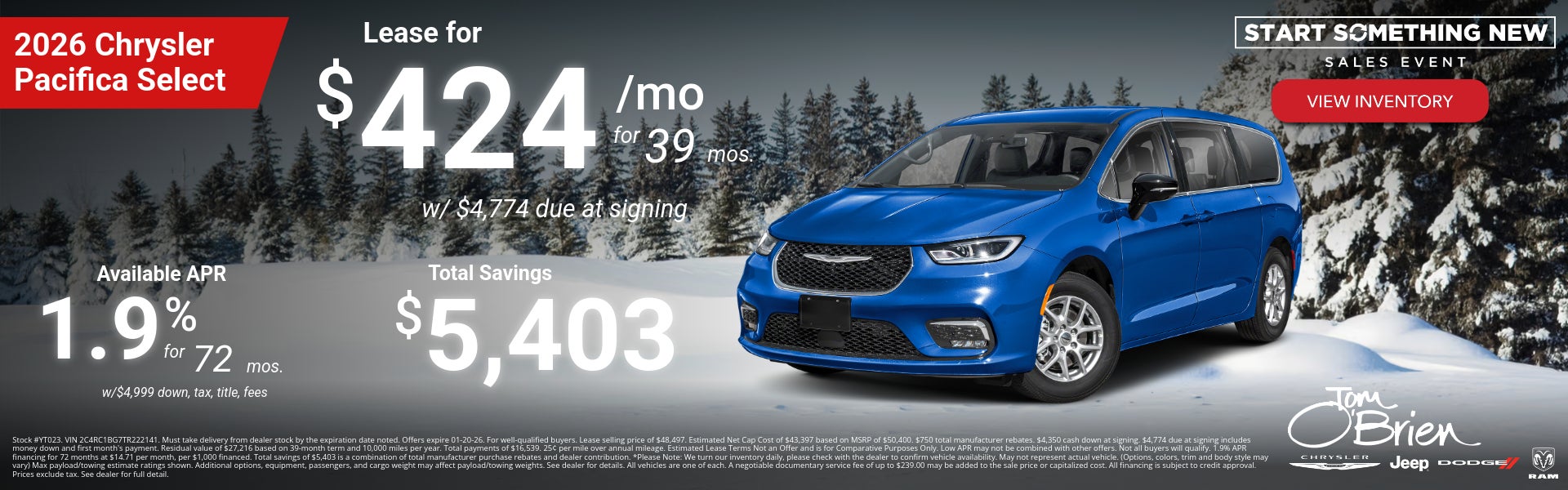 New Chrysler Pacifica Special Offer